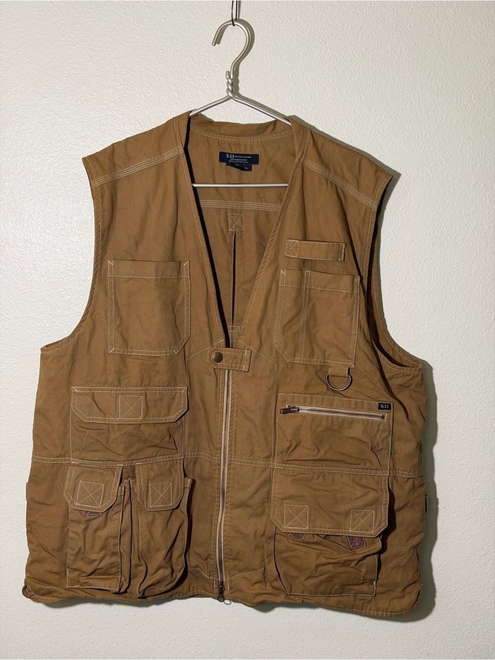 5.11 Tactical Vest Tan Canvas Conceal Carry Tactical Hunting Cargo 80001 Mens XL